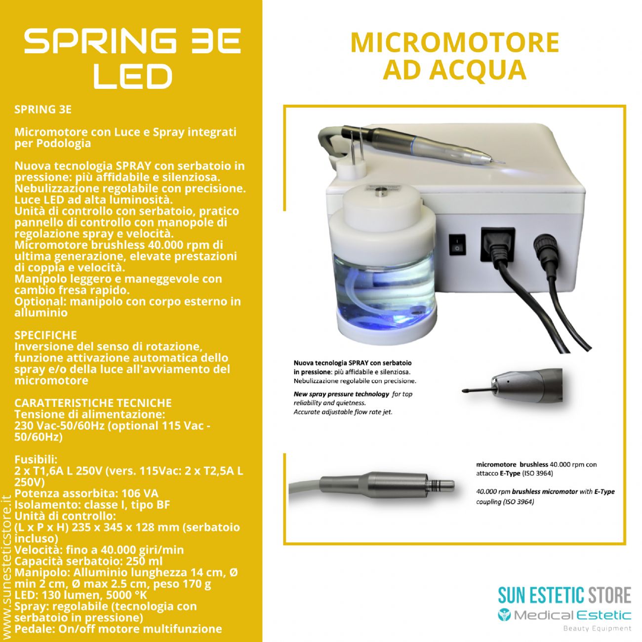 Sprig 3E Led Micromotore ad acqua per podologia pedicure manicure