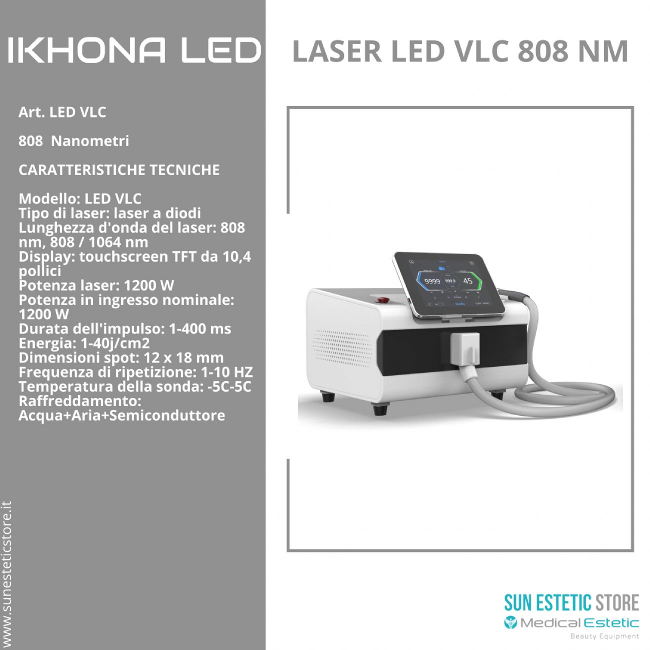 iKhona Laser LED VLC 808 nm 1200W epilazione progressiva