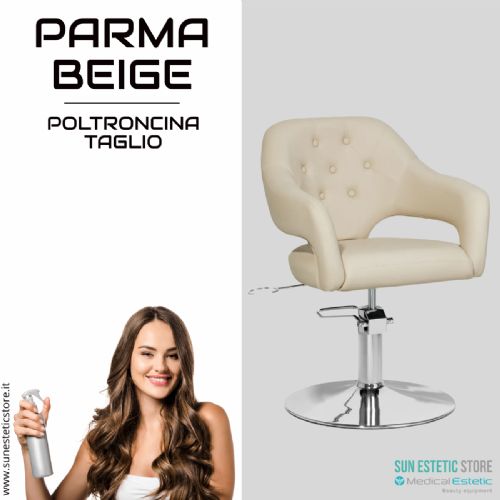 Parma Beige poltroncina taglio in pelle regolabile per parrucchiere