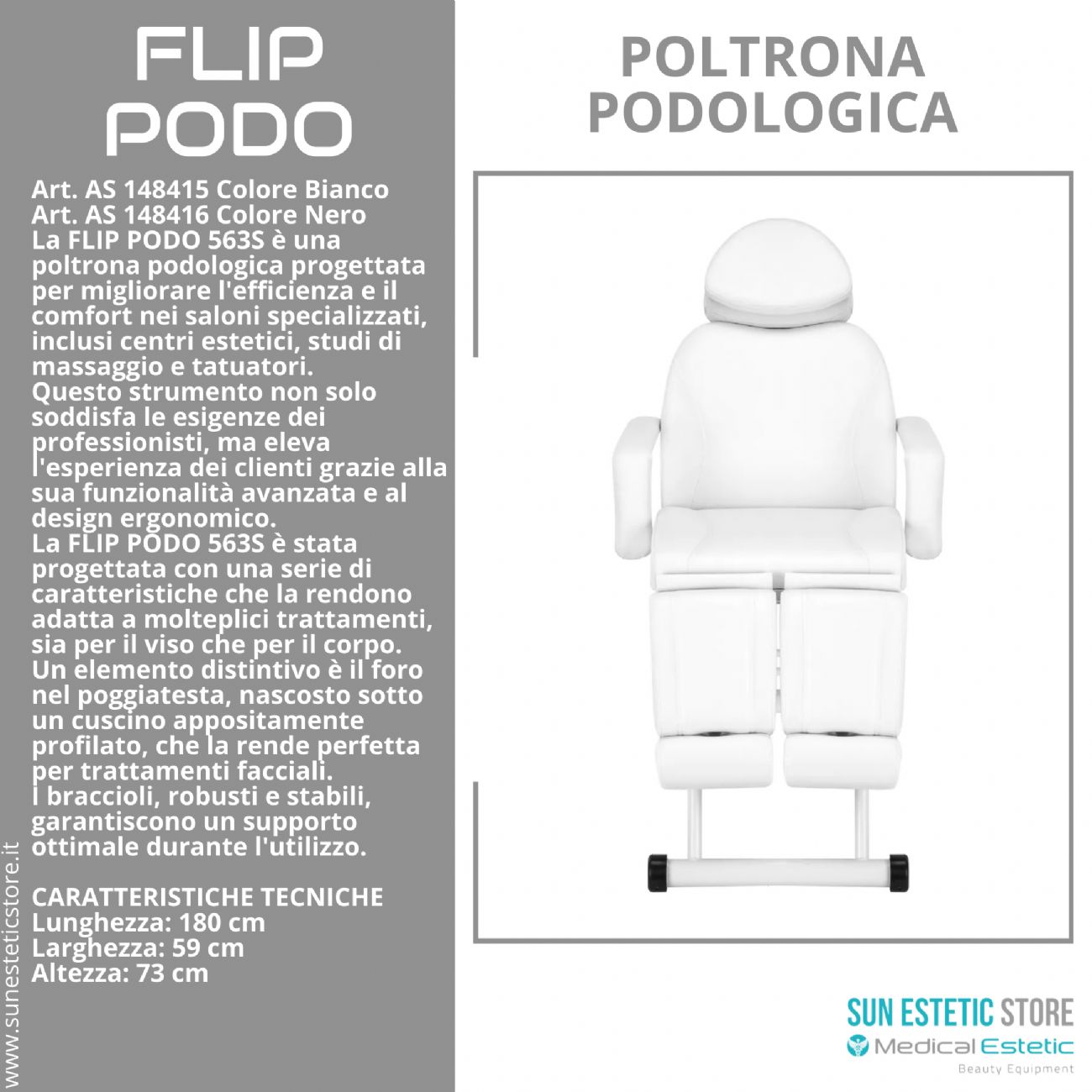 FLIP PODO 563S Poltrona podologica pedicure movimento manuale