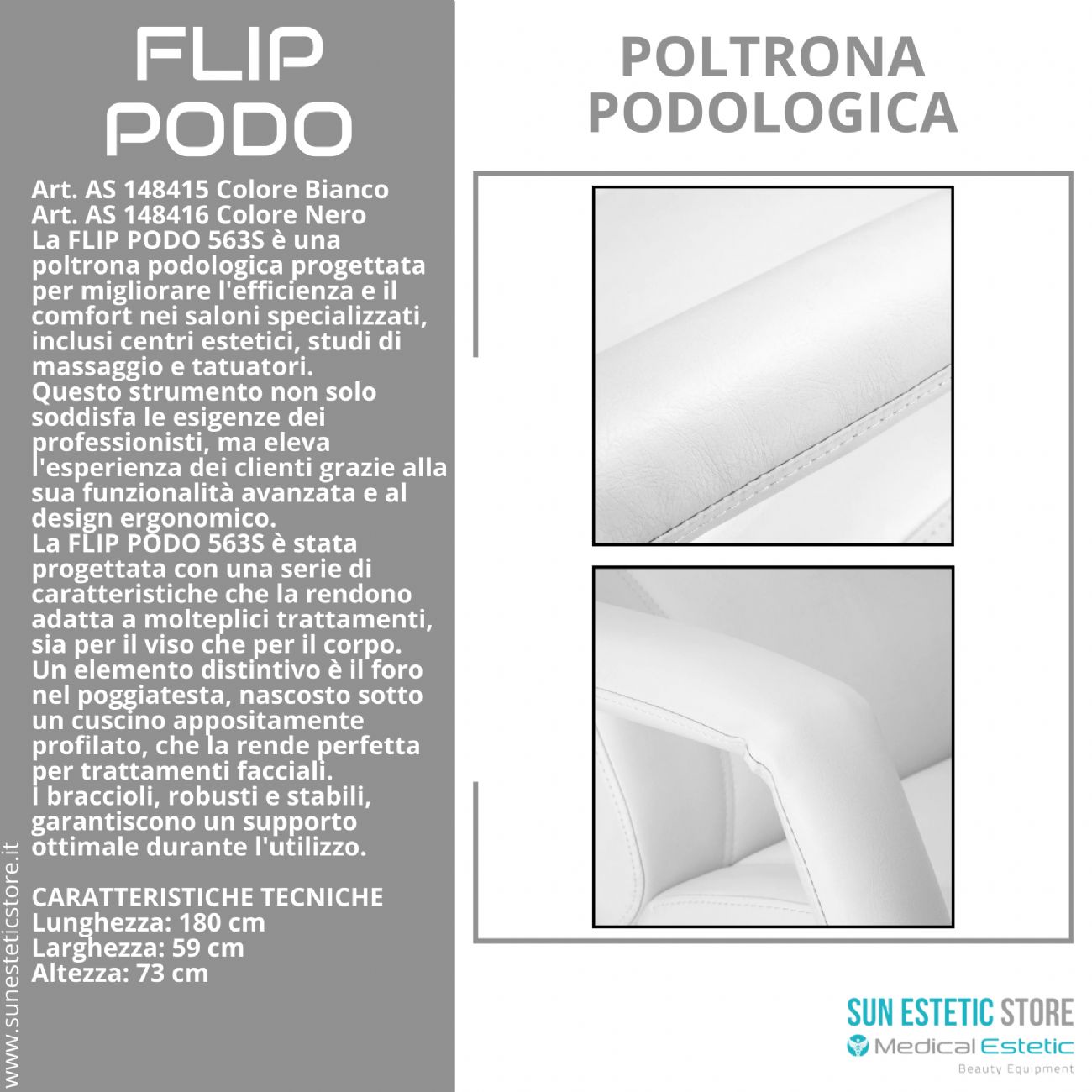 FLIP PODO 563S Poltrona podologica pedicure movimento manuale