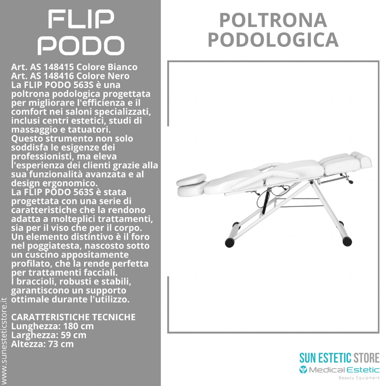 FLIP PODO 563S Poltrona podologica pedicure movimento manuale