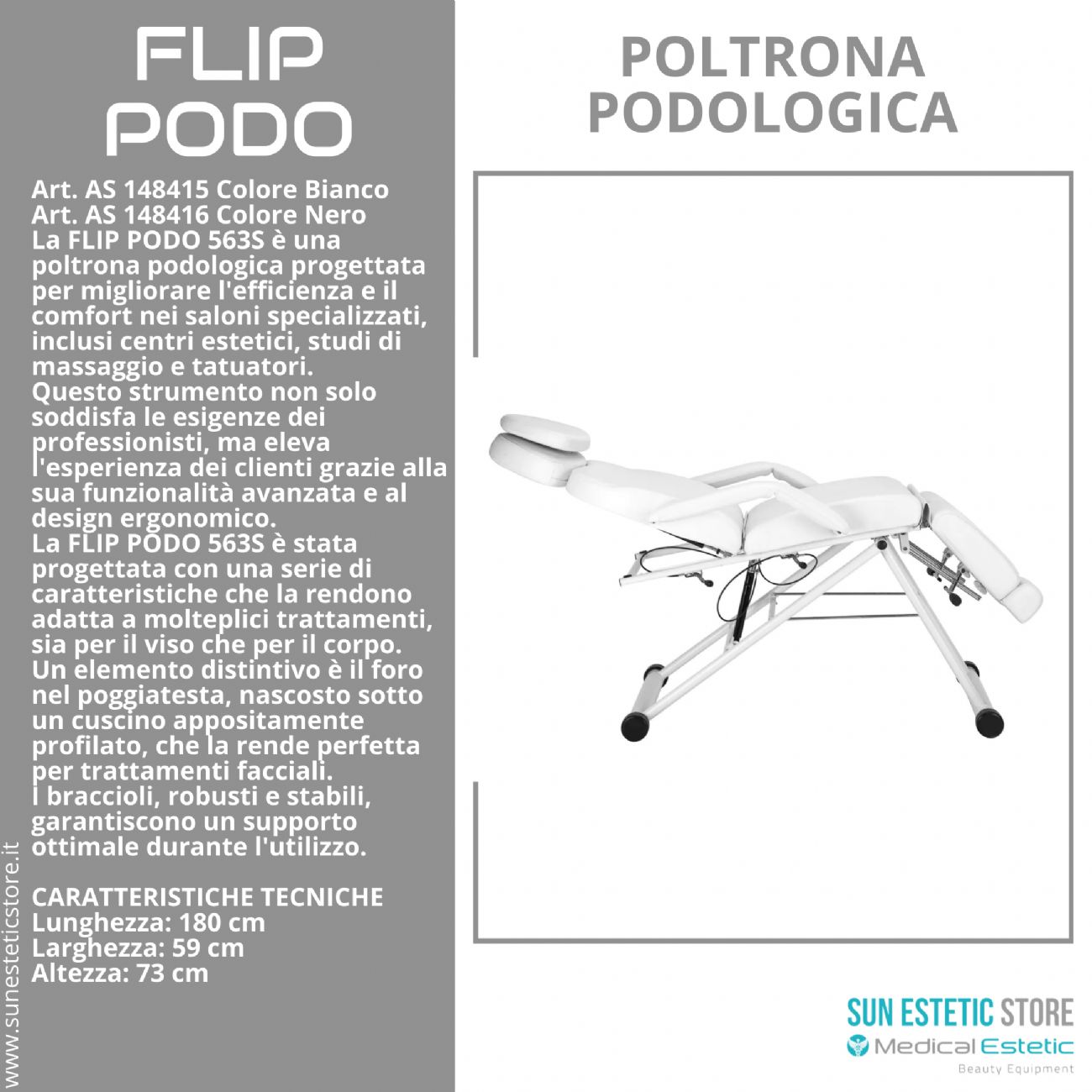 FLIP PODO 563S Poltrona podologica pedicure movimento manuale