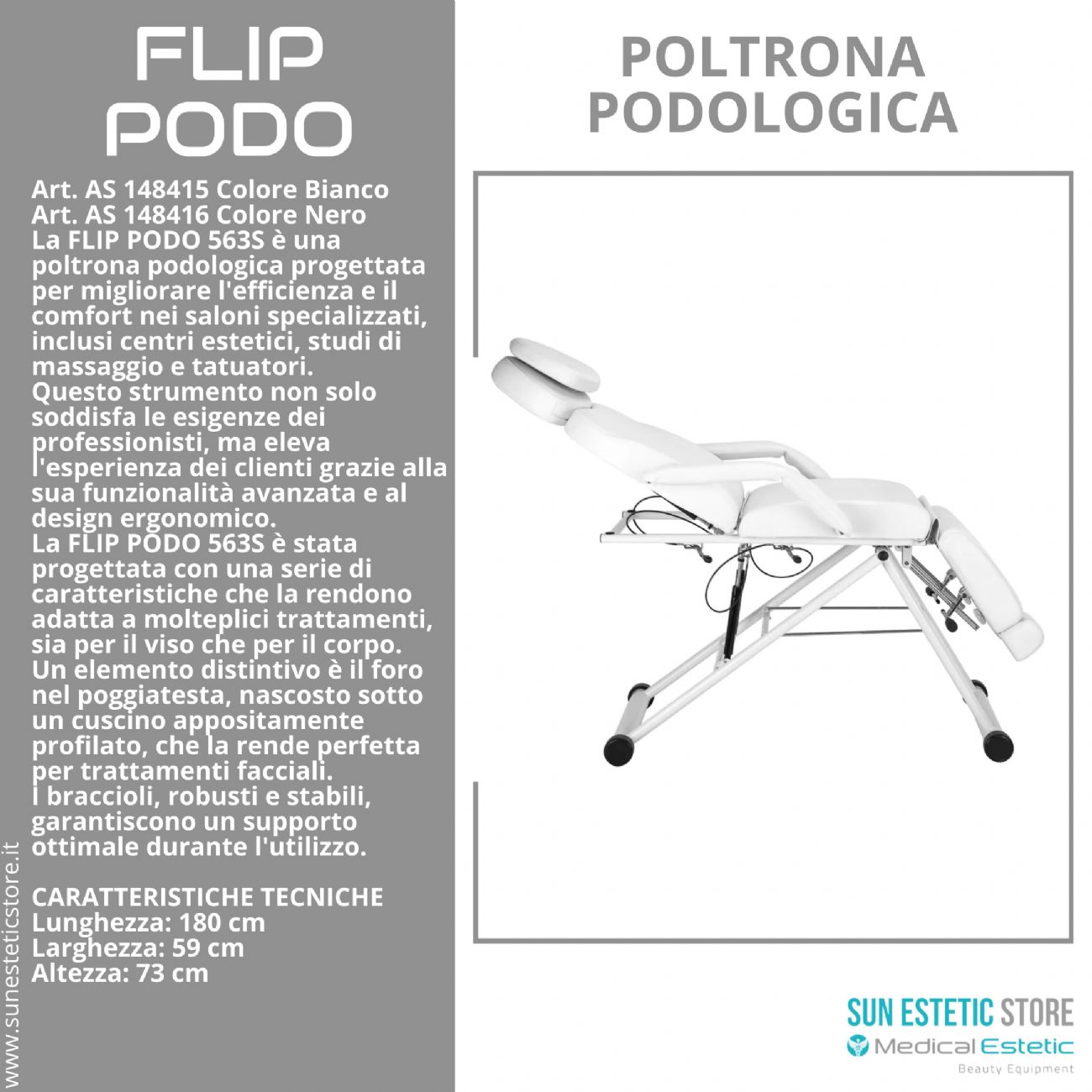 FLIP PODO 563S Poltrona podologica pedicure movimento manuale