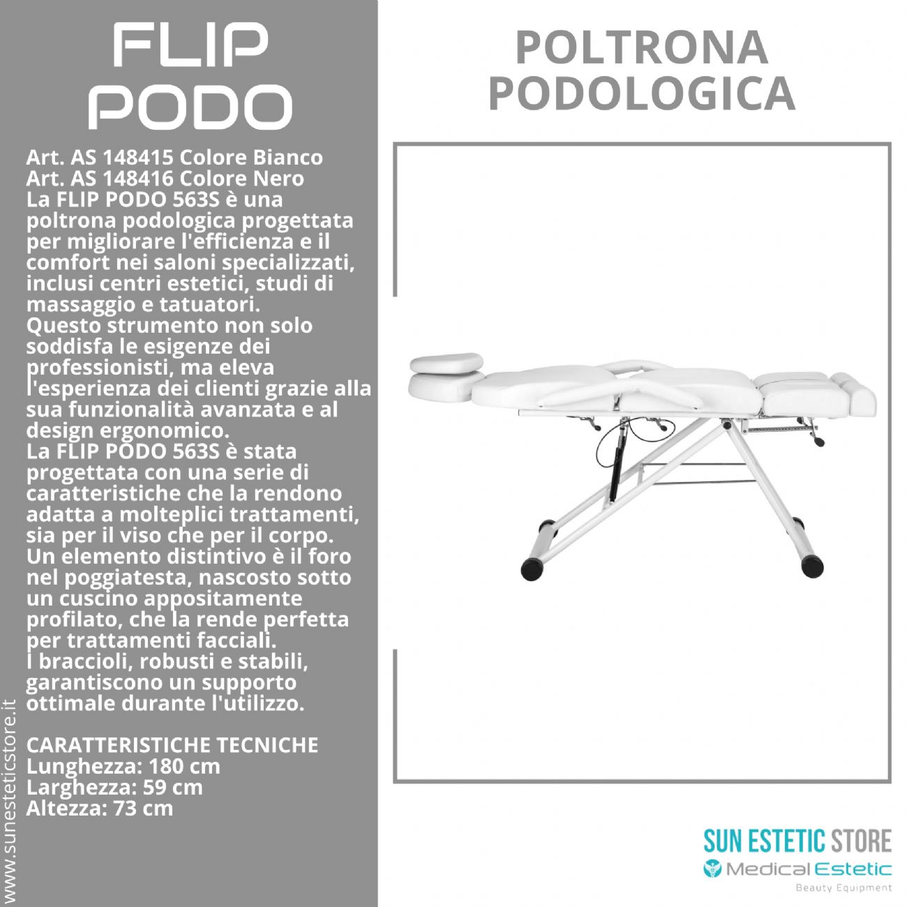 FLIP PODO 563S Poltrona podologica pedicure movimento manuale