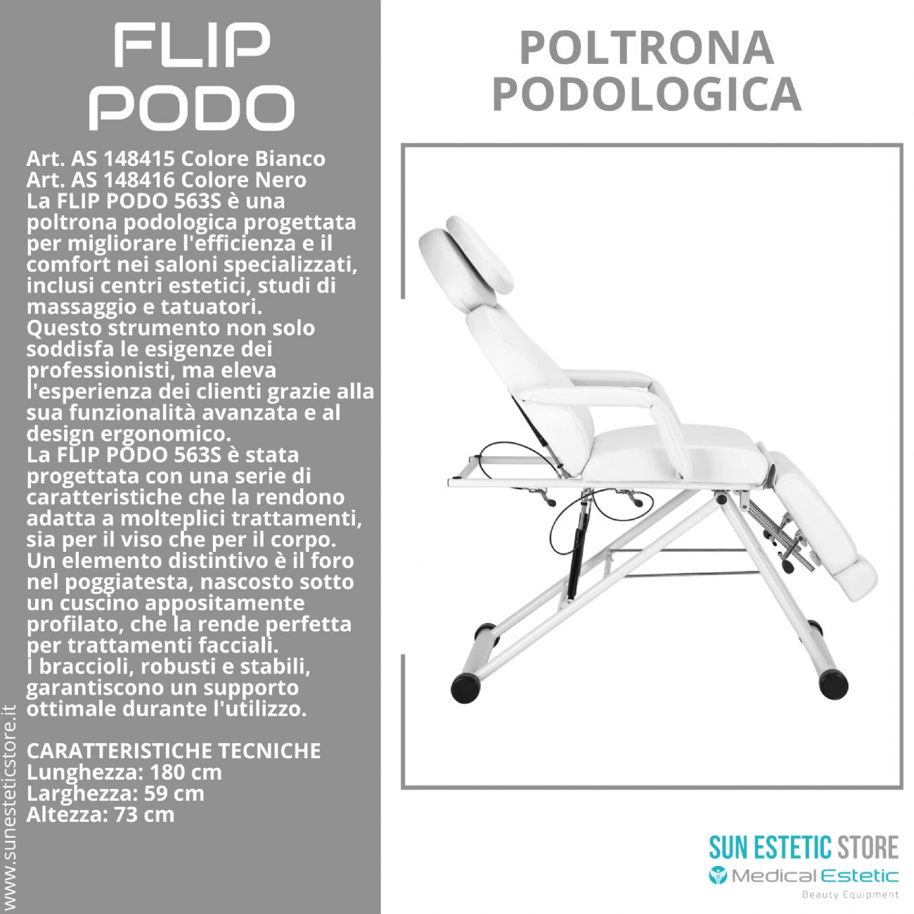 FLIP PODO 563S Poltrona podologica pedicure movimento manuale