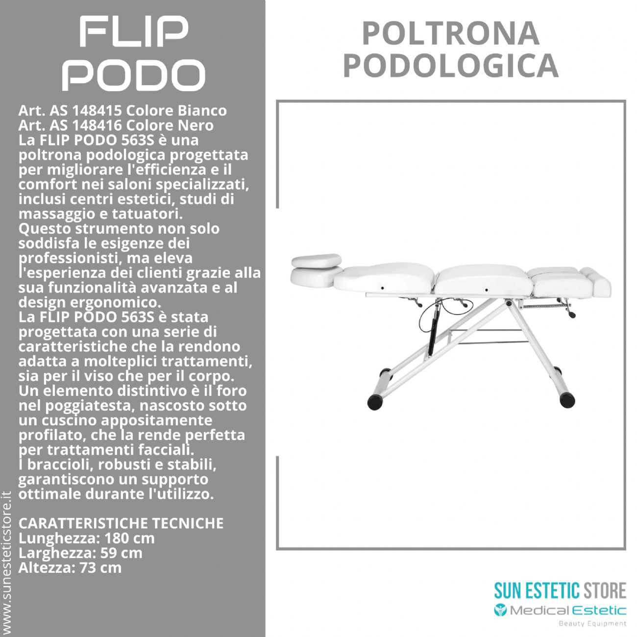 FLIP PODO 563S Poltrona podologica pedicure movimento manuale