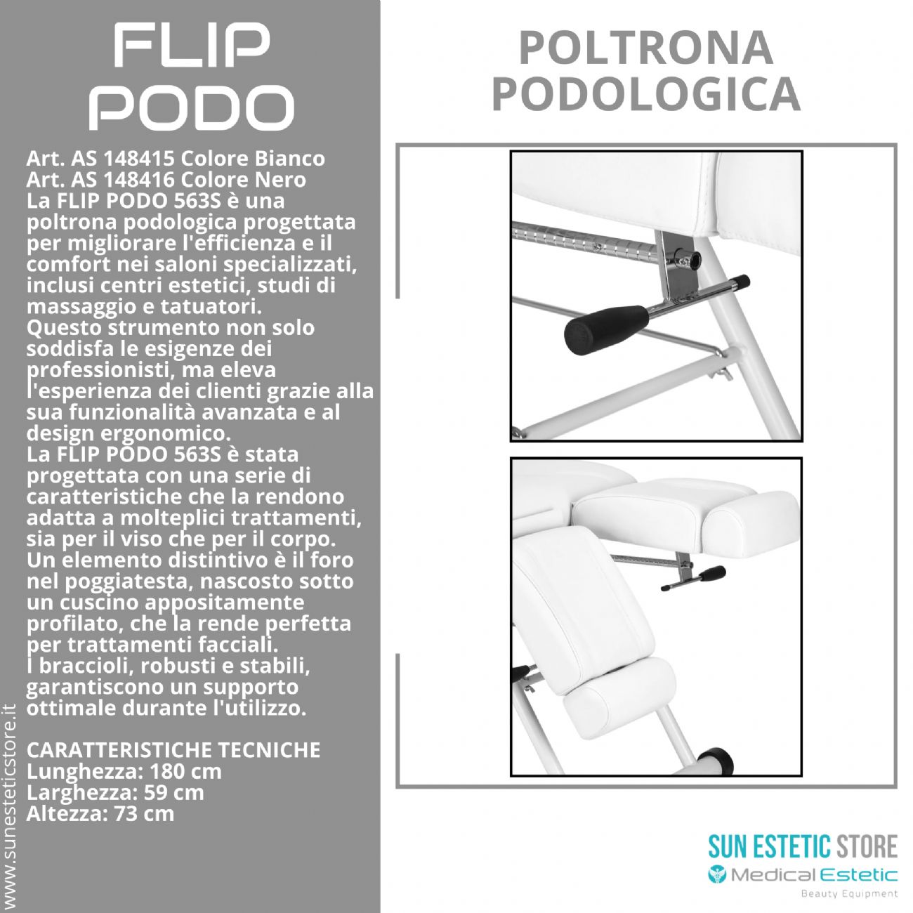 FLIP PODO 563S Poltrona podologica pedicure movimento manuale