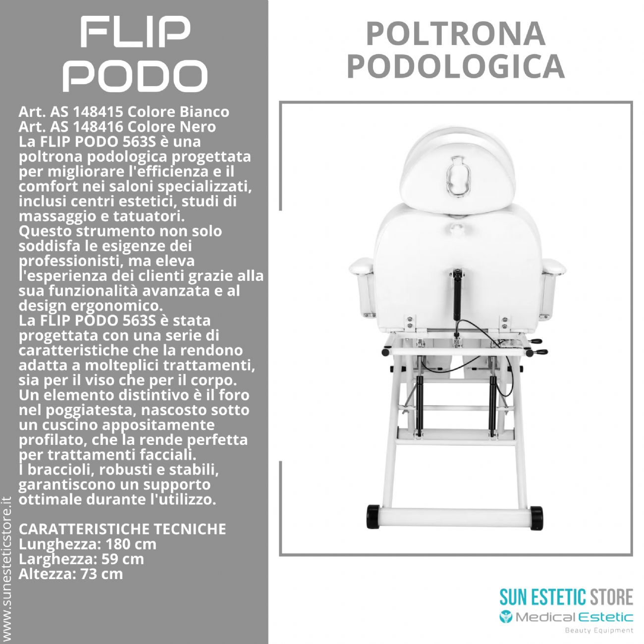 FLIP PODO 563S Poltrona podologica pedicure movimento manuale