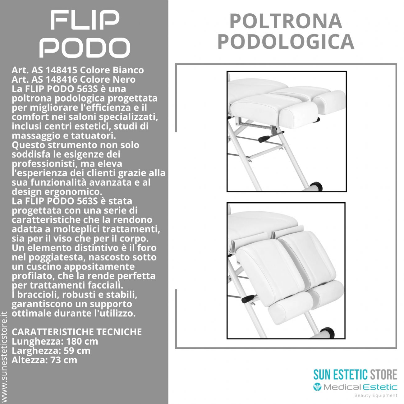 FLIP PODO 563S Poltrona podologica pedicure movimento manuale