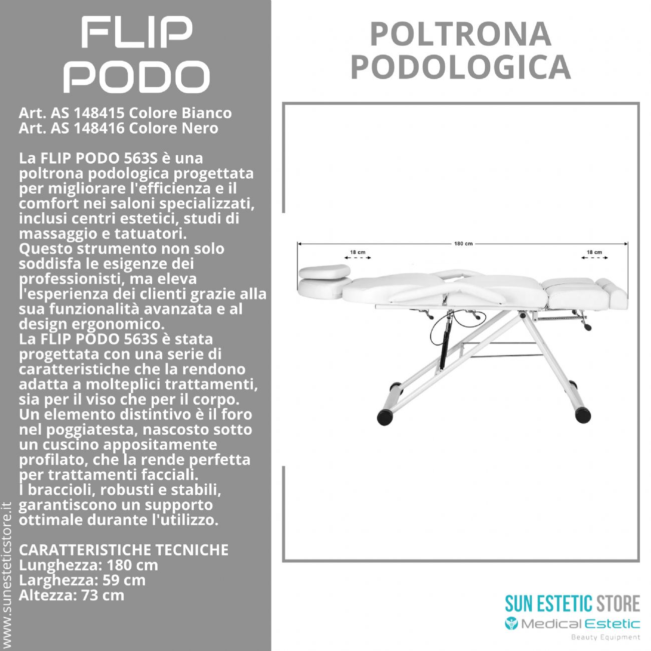 FLIP PODO 563S Poltrona podologica pedicure movimento manuale