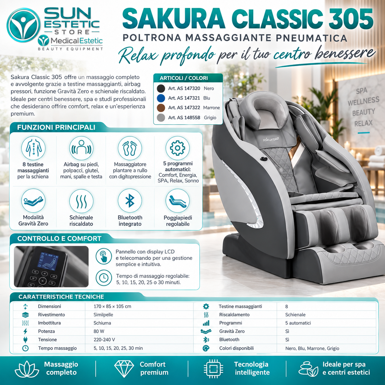 Sakura Classic 305 Poltrona Massaggiante pneumatica