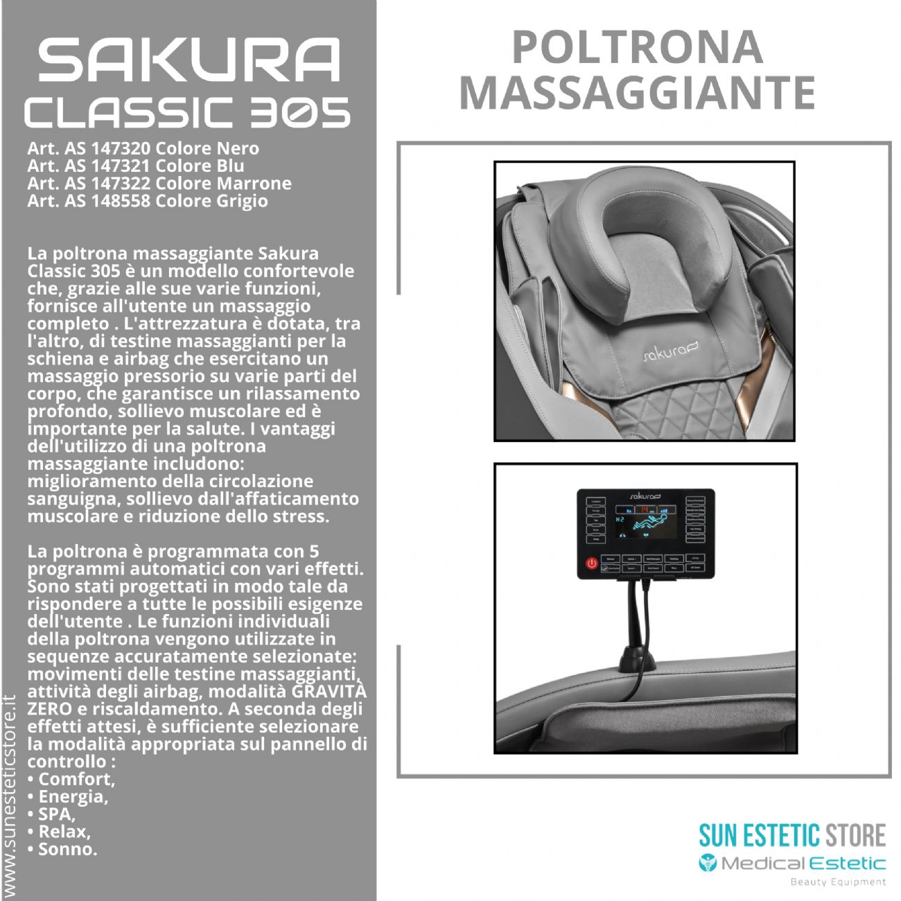 Sakura Classic 305 Poltrona Massaggiante pneumatica