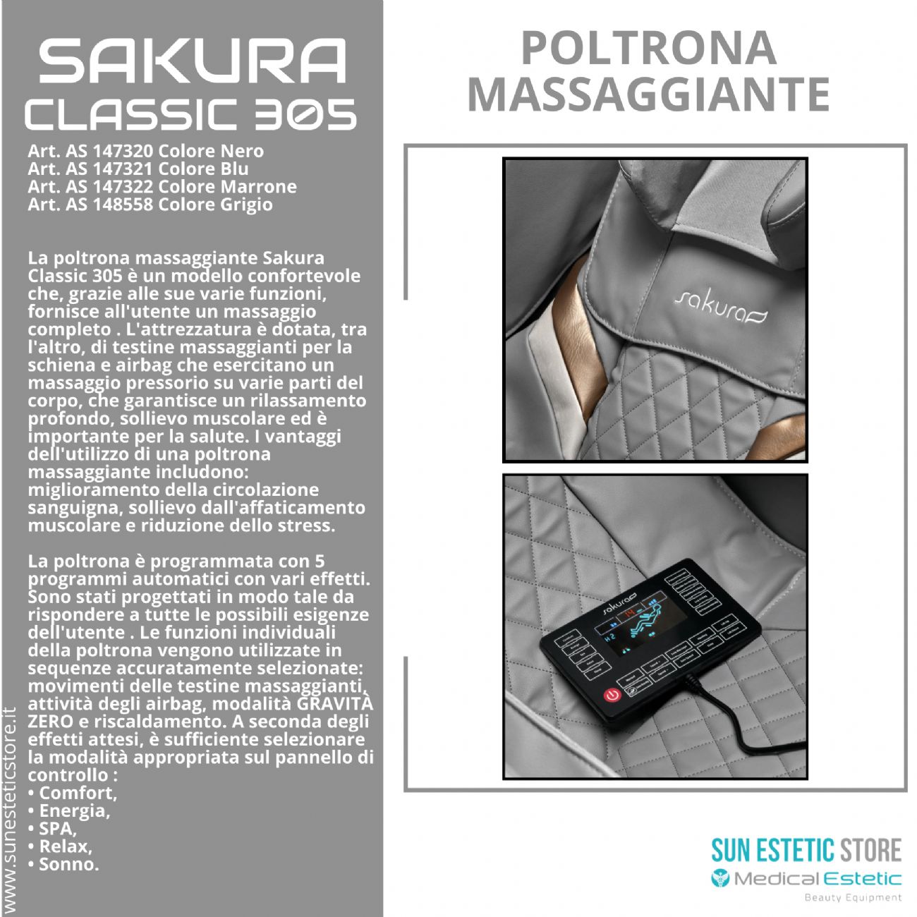 Sakura Classic 305 Poltrona Massaggiante pneumatica