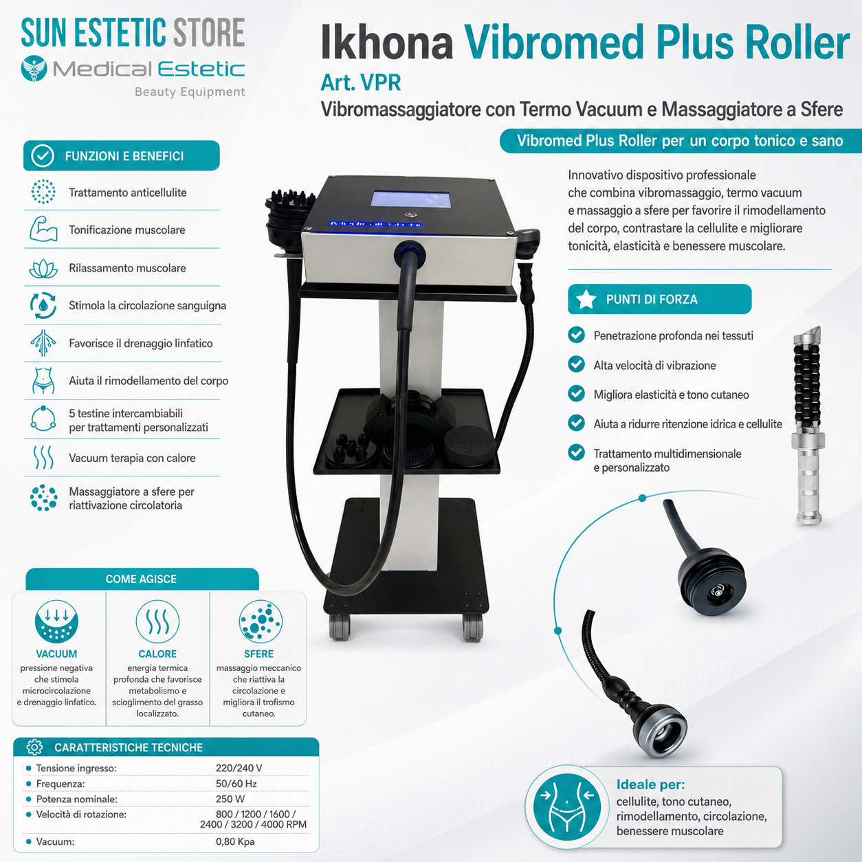 Vibromed Plus Roller vibromassaggiatore con Vacuum terapia e massaggio endosferico