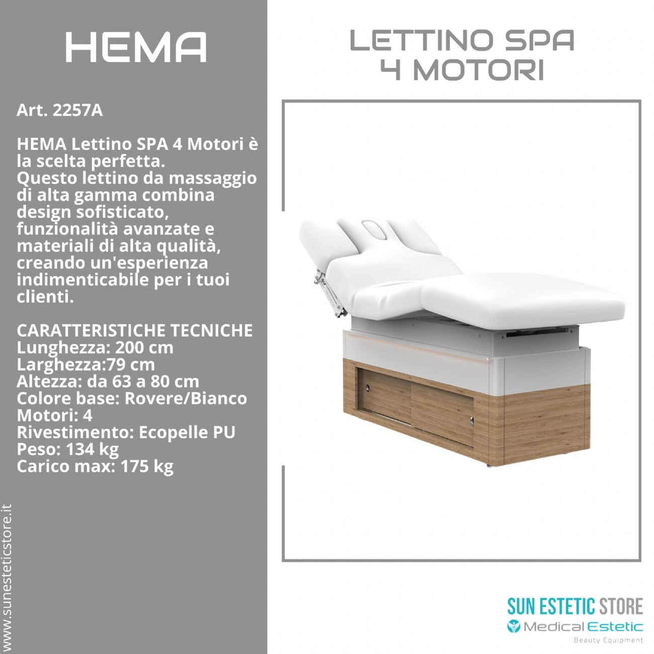 Hema lettino Spa Luxury 4 motori termoriscaldato