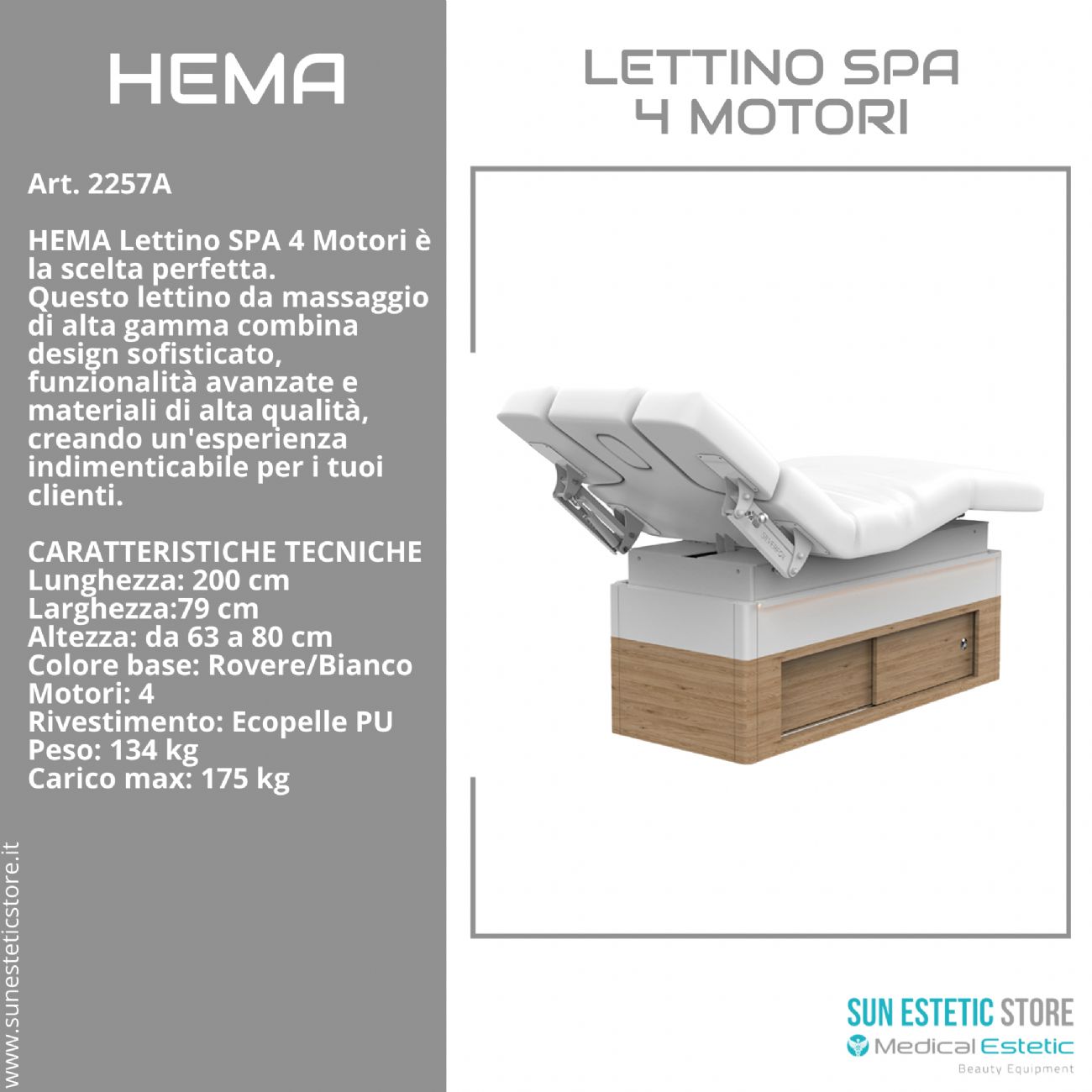 Hema lettino Spa Luxury 4 motori termoriscaldato