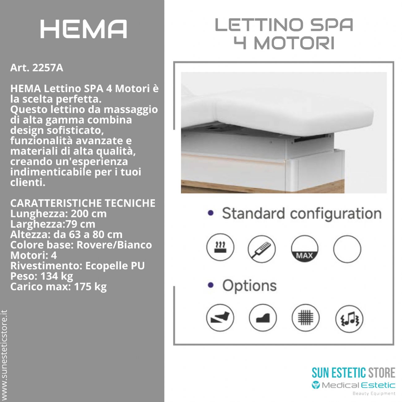 Hema lettino Spa Luxury 4 motori termoriscaldato