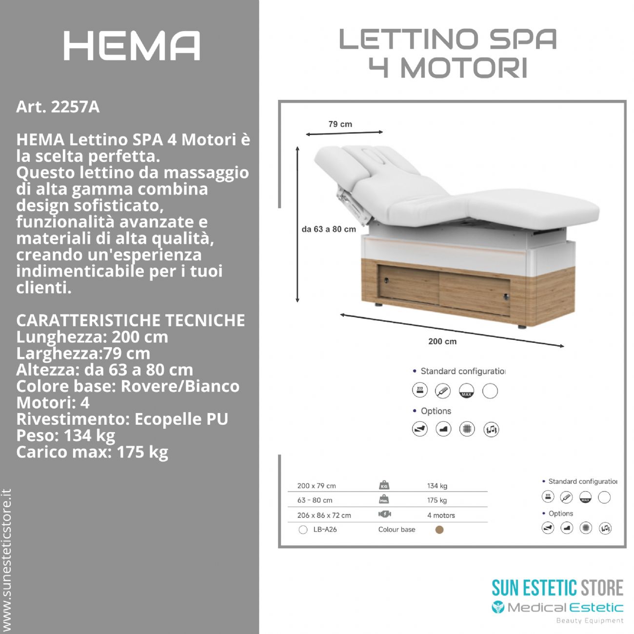 Hema lettino Spa Luxury 4 motori termoriscaldato