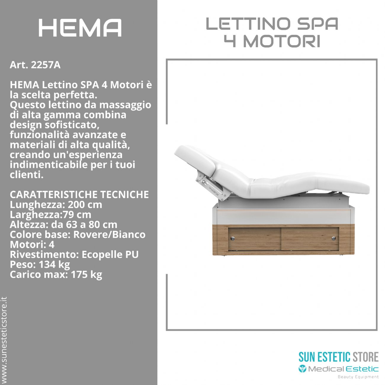 Hema lettino Spa Luxury 4 motori termoriscaldato