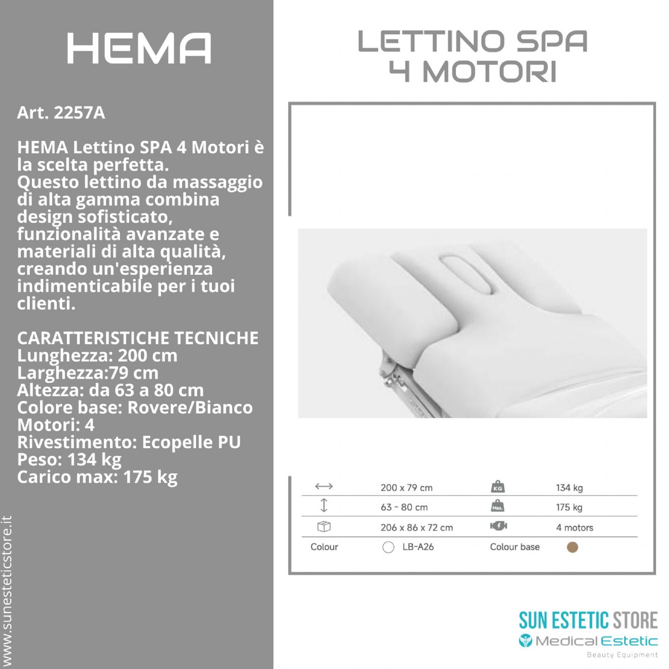 Hema lettino Spa Luxury 4 motori termoriscaldato