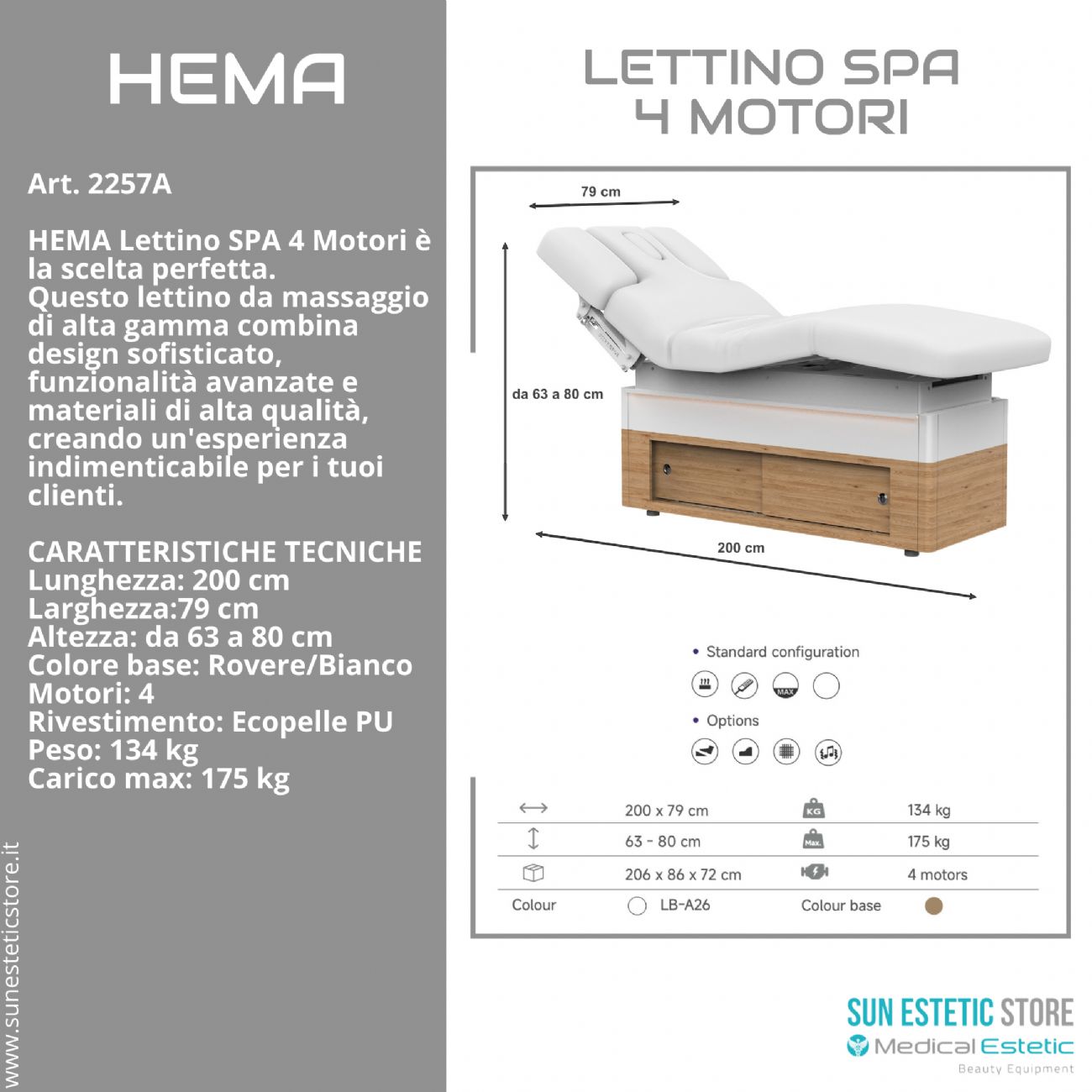 Hema lettino Spa Luxury 4 motori termoriscaldato