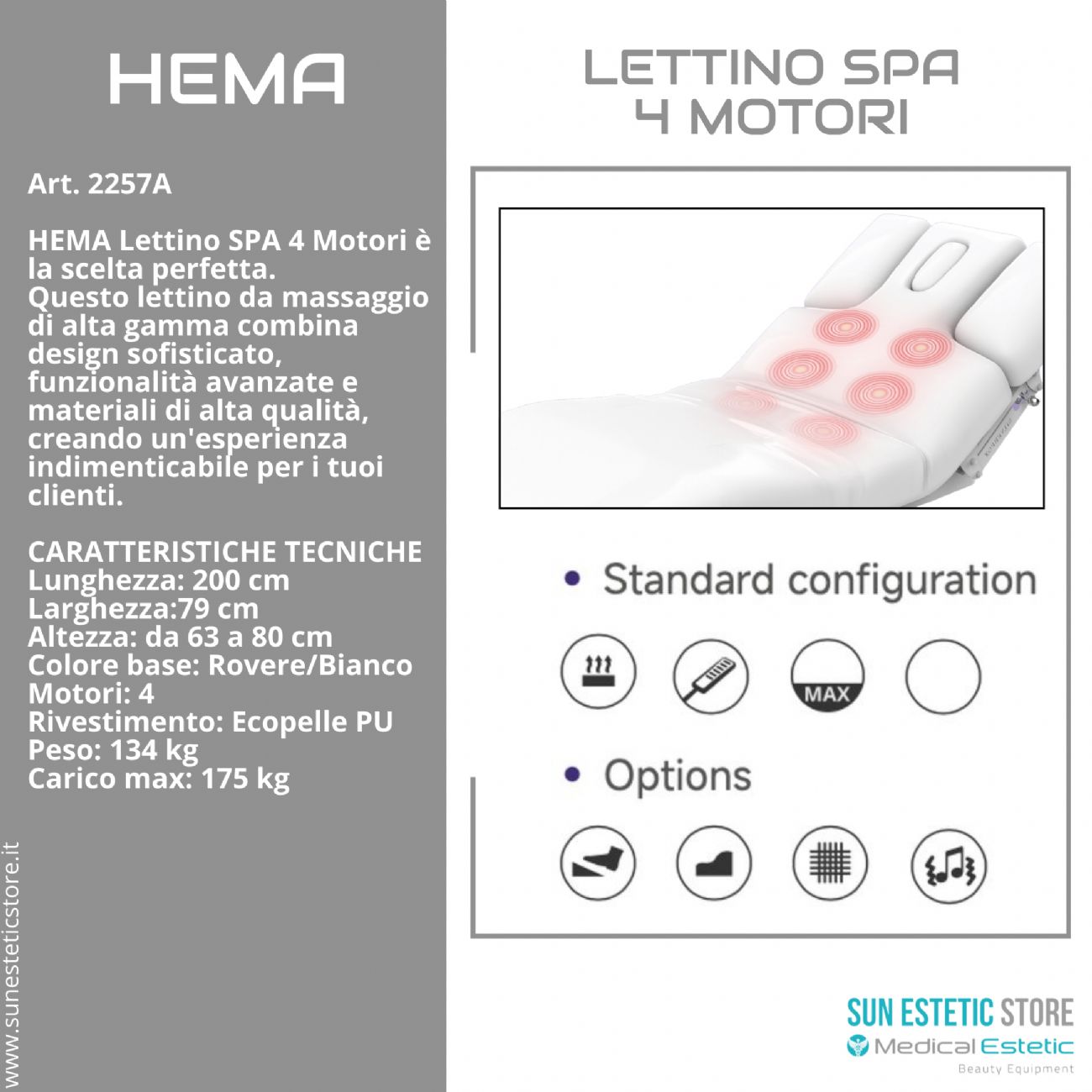 Hema lettino Spa Luxury 4 motori termoriscaldato