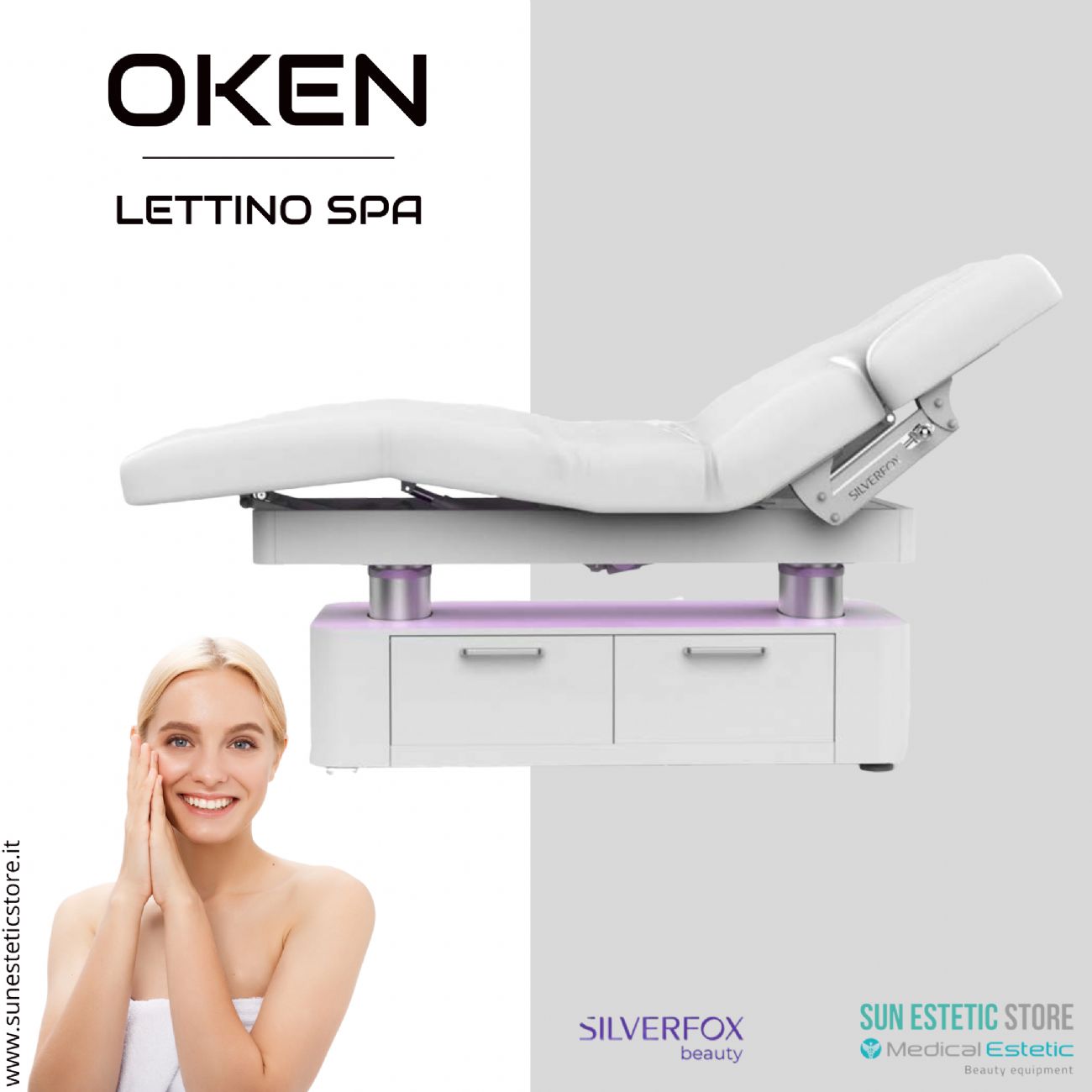 Oken lettino massaggio Luxury Spa 4 motori riscaldato con illuminazione LED