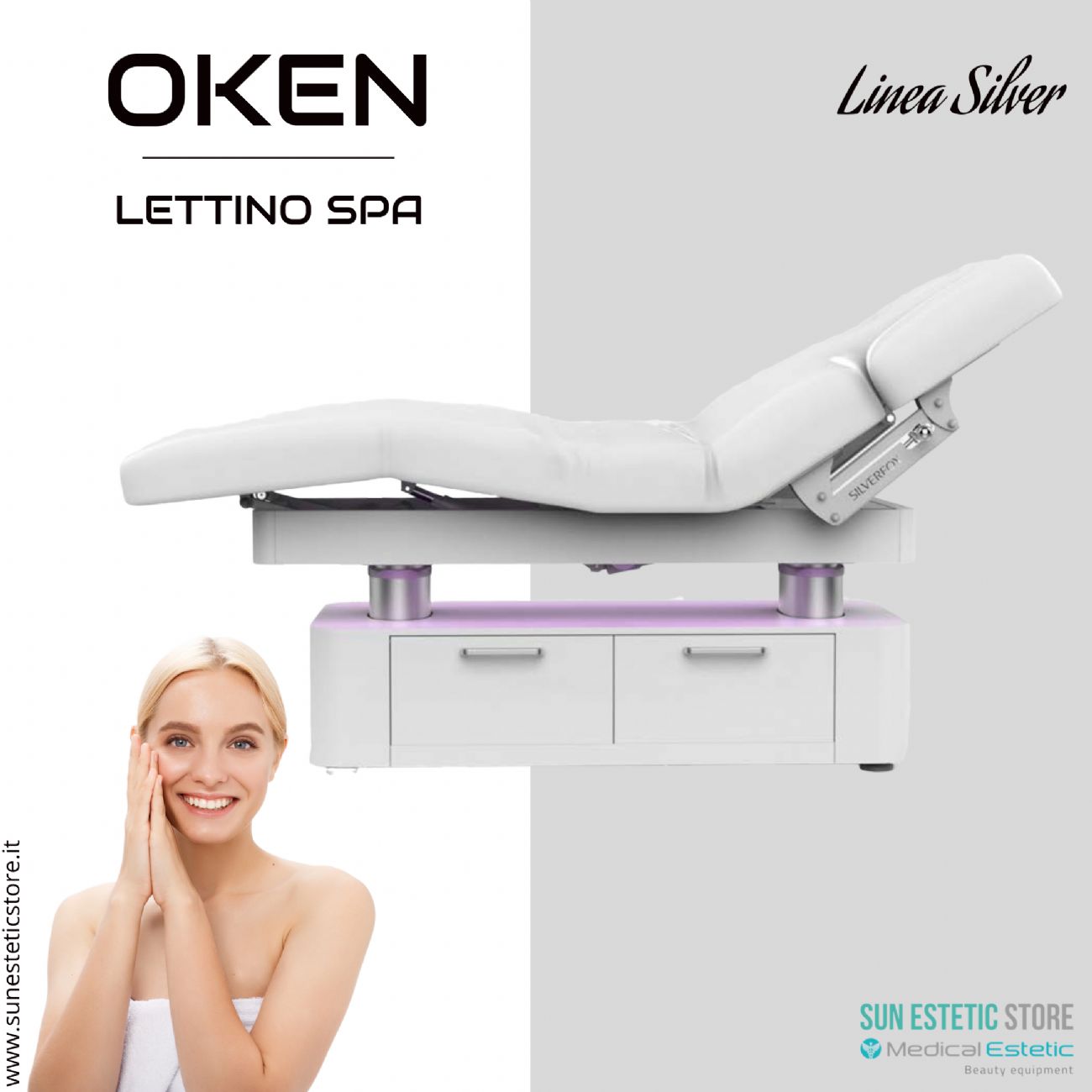 Oken lettino massaggio Luxury Spa 4 motori riscaldato con illuminazione LED