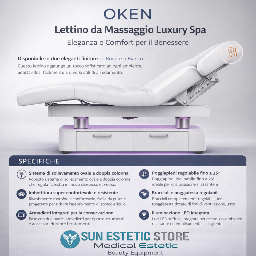 Oken lettino massaggio Luxury Spa 4 motori riscaldato con illuminazione LED