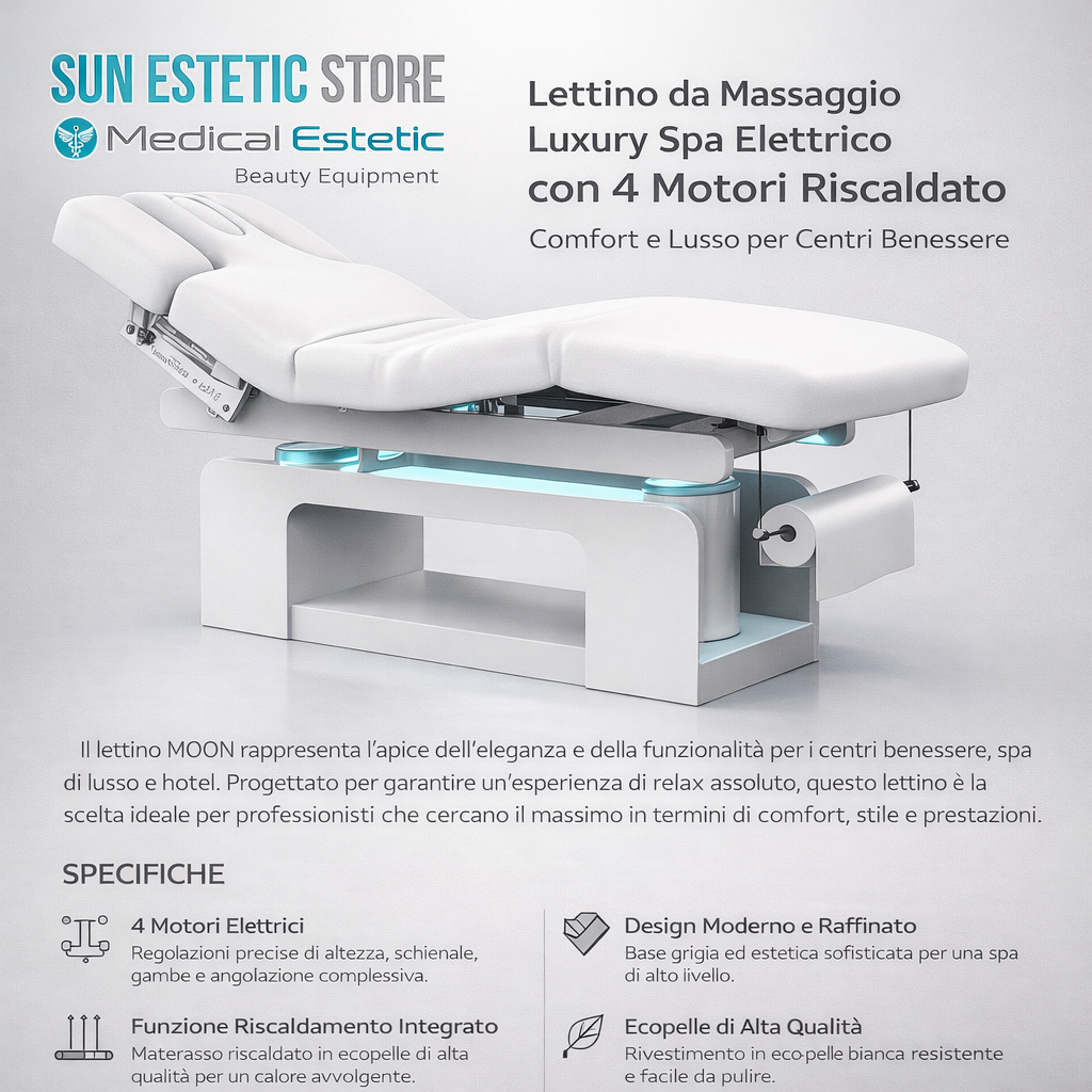 Moon lettino da massaggio luxury Spa elettrico 4 motori riscaldato