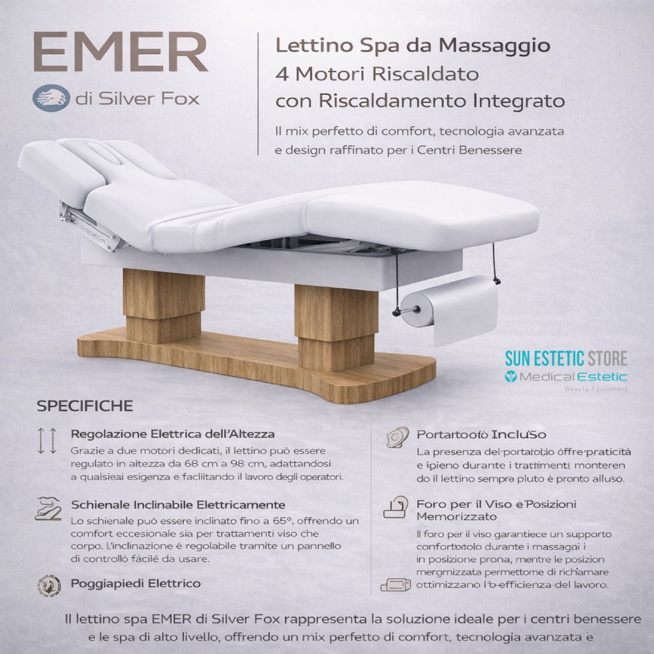 EMER Lettino spa da massaggio 4 motori riscaldato