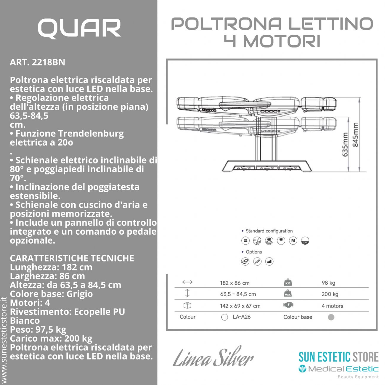 Quar Poltrona elettrica 4 riscaldata motori per estetica