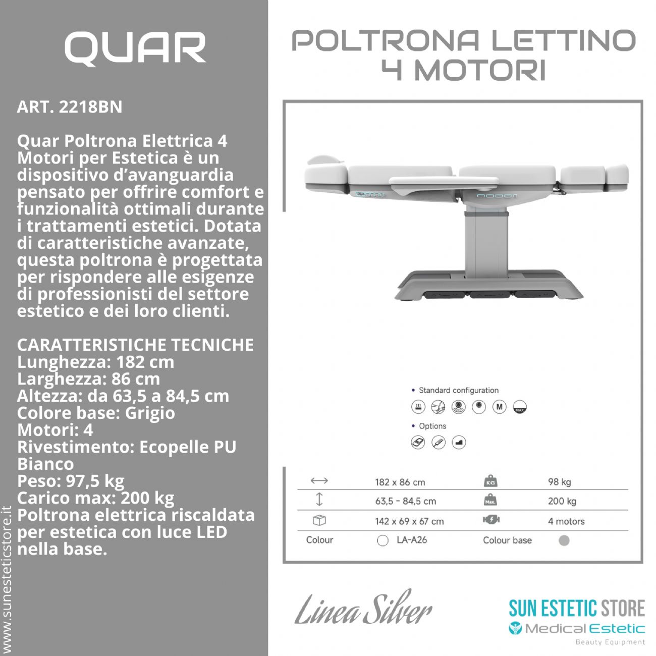 Quar Poltrona elettrica 4 riscaldata motori per estetica