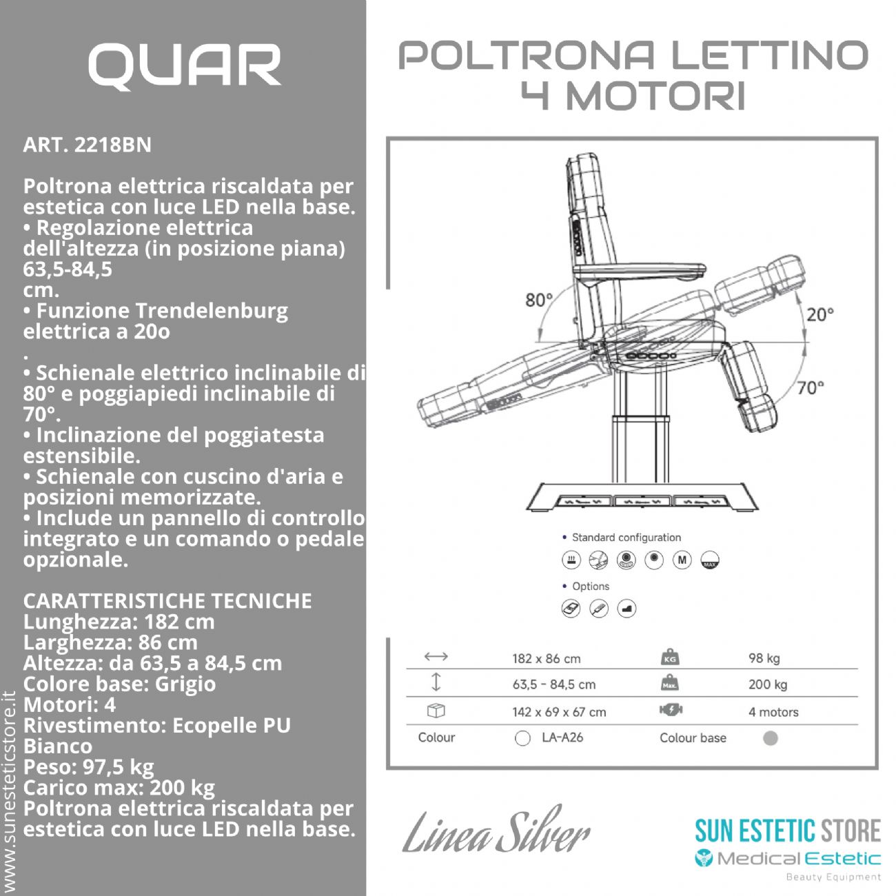 Quar Poltrona elettrica 4 riscaldata motori per estetica