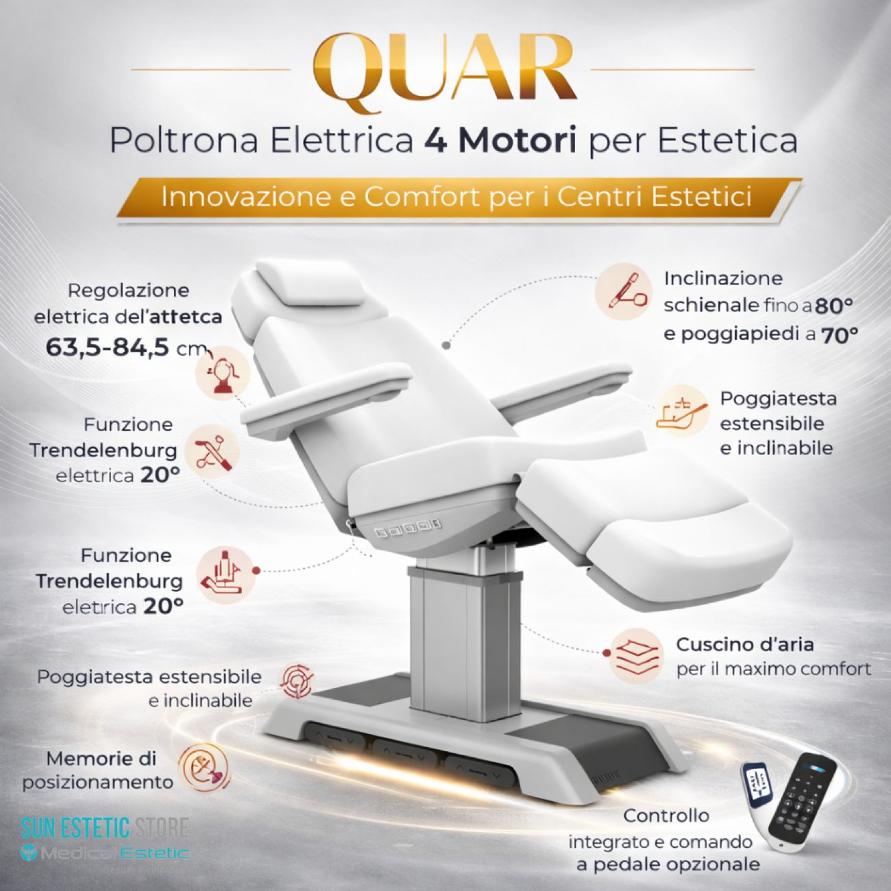 Quar Poltrona elettrica 4 riscaldata motori per estetica