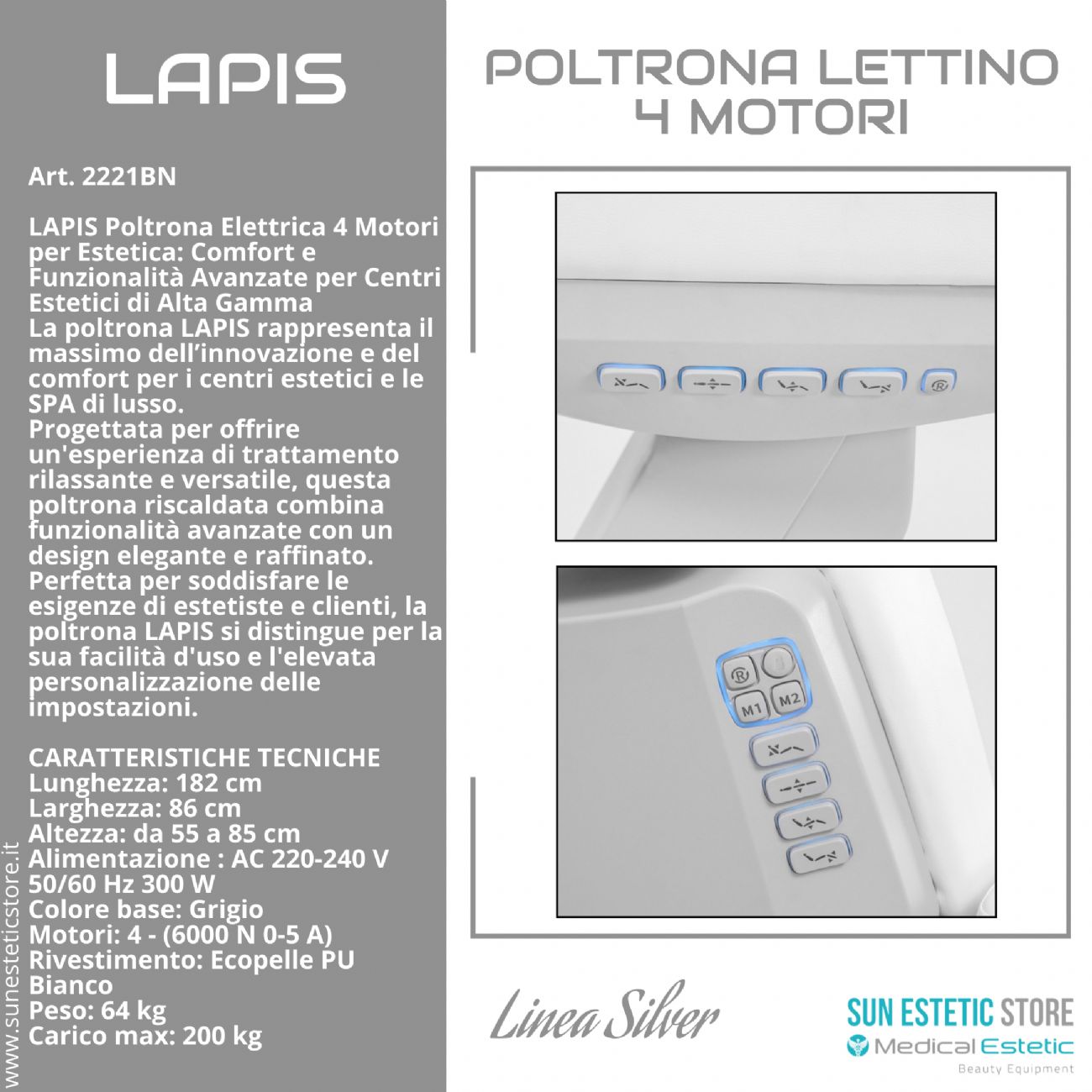 Lapis poltrona elettrica 4 motori riscaldata per estetica