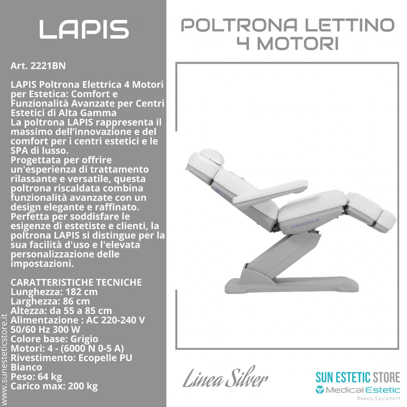 Lapis poltrona elettrica 4 motori riscaldata per estetica