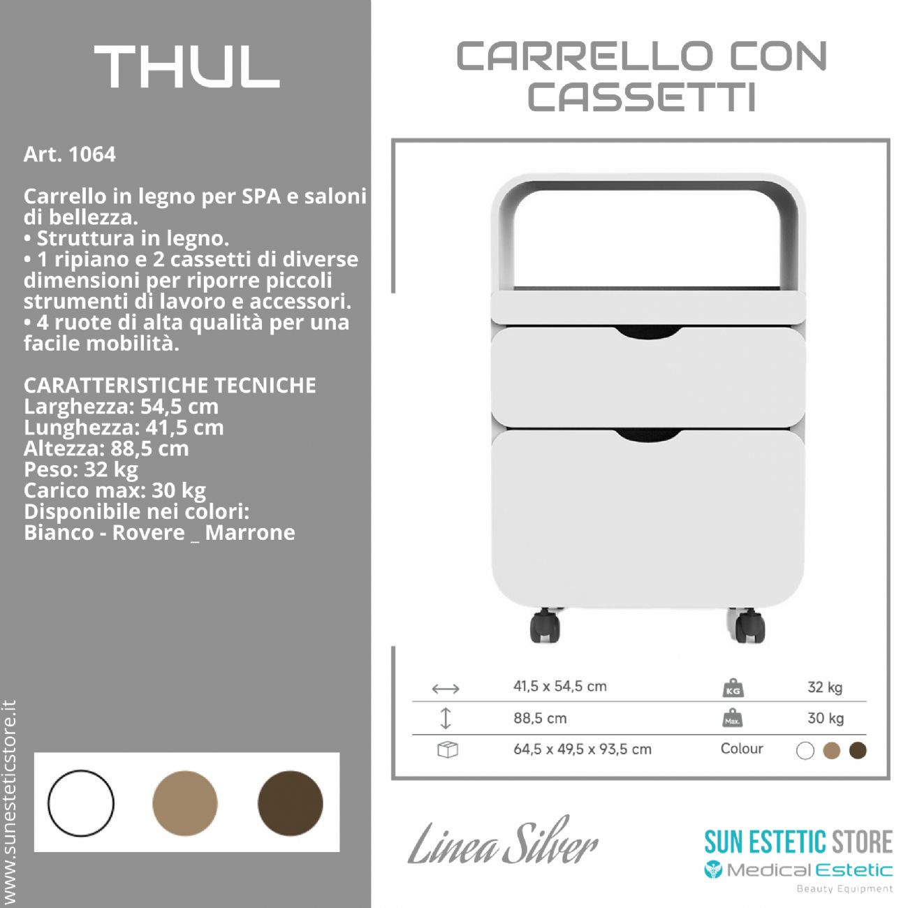 Thul carrello in legno per spa e saloni di bellezza