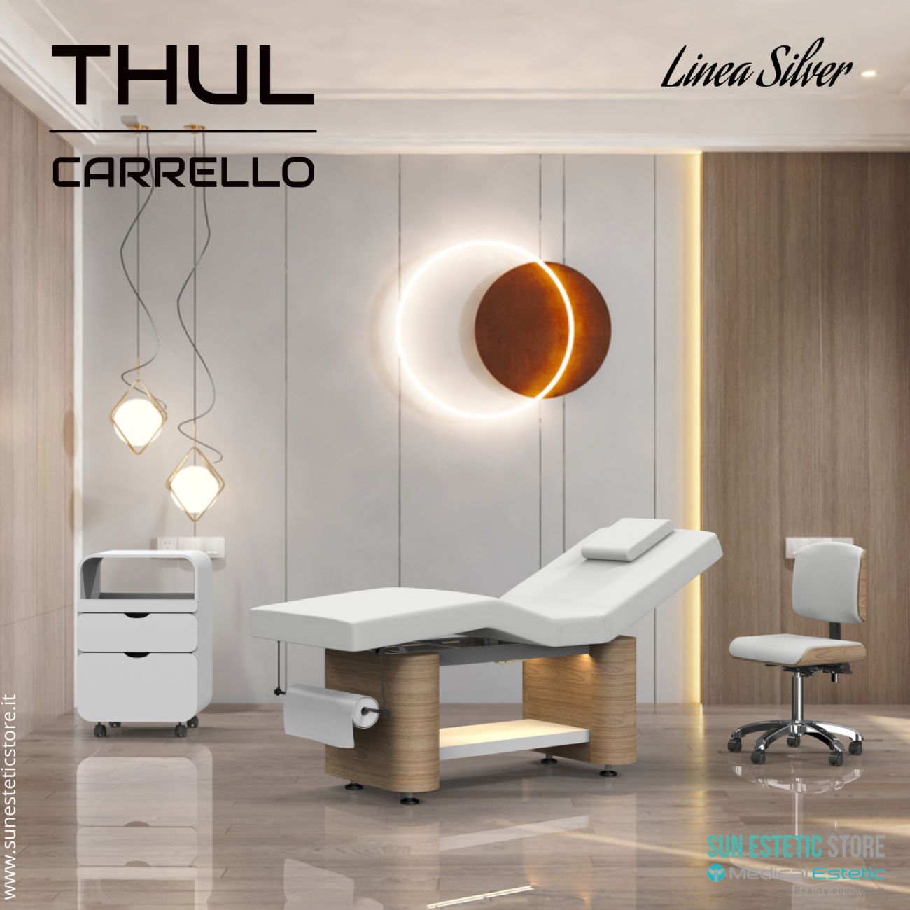 Thul carrello in legno per spa e saloni di bellezza