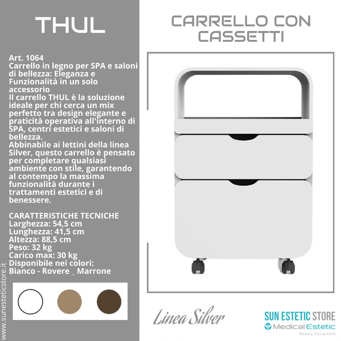 Thul carrello in legno per spa e saloni di bellezza