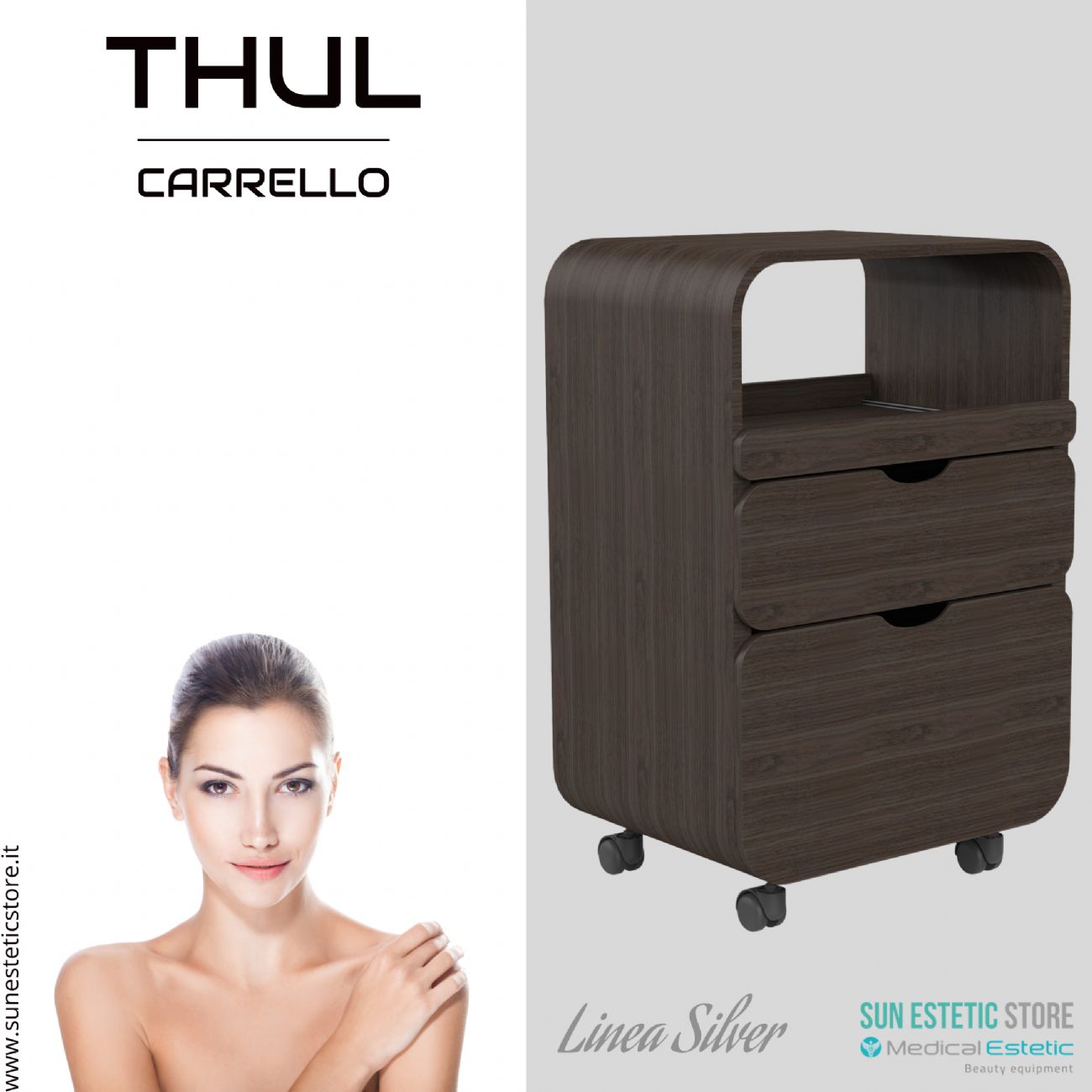 Thul carrello in legno per spa e saloni di bellezza