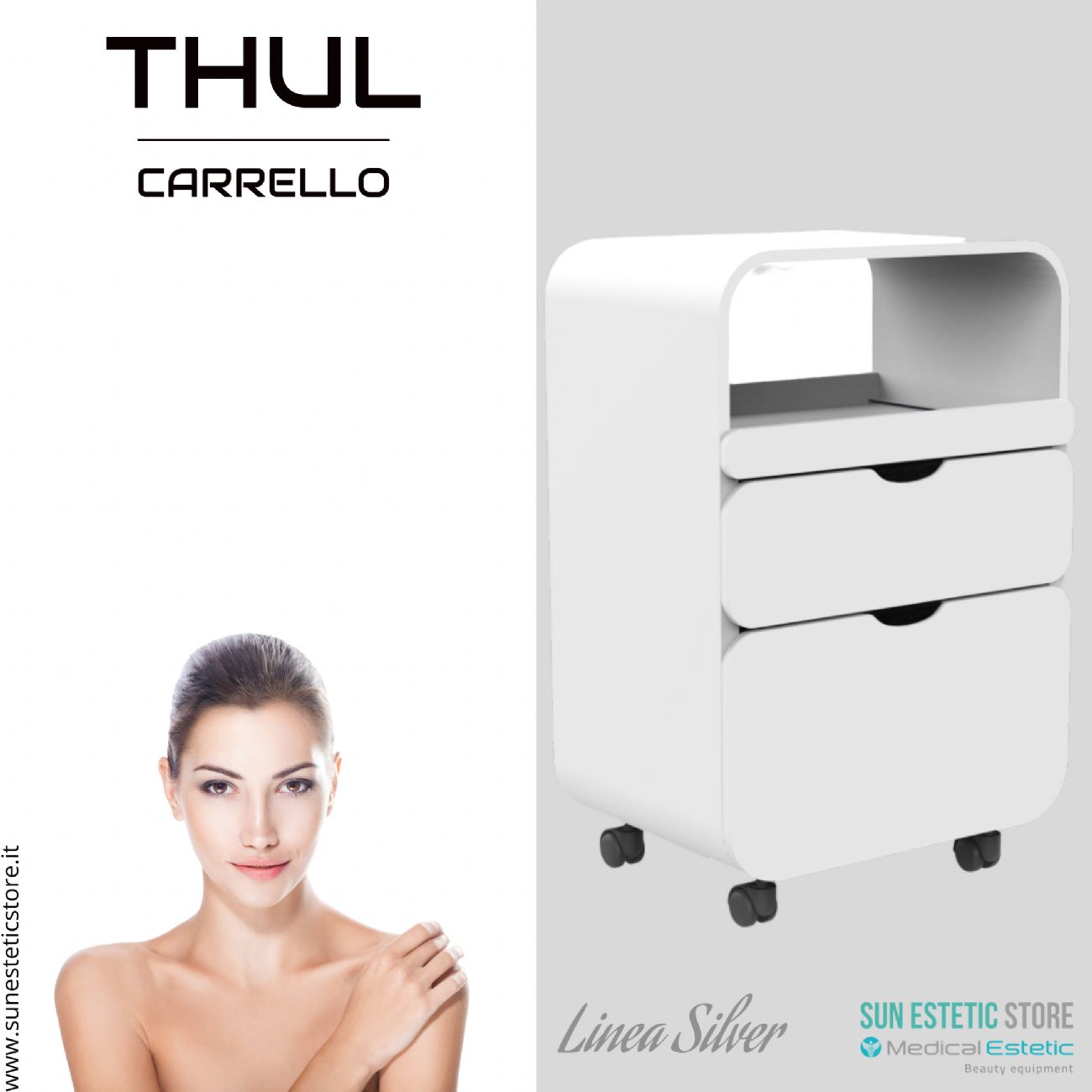 Thul carrello in legno per spa e saloni di bellezza