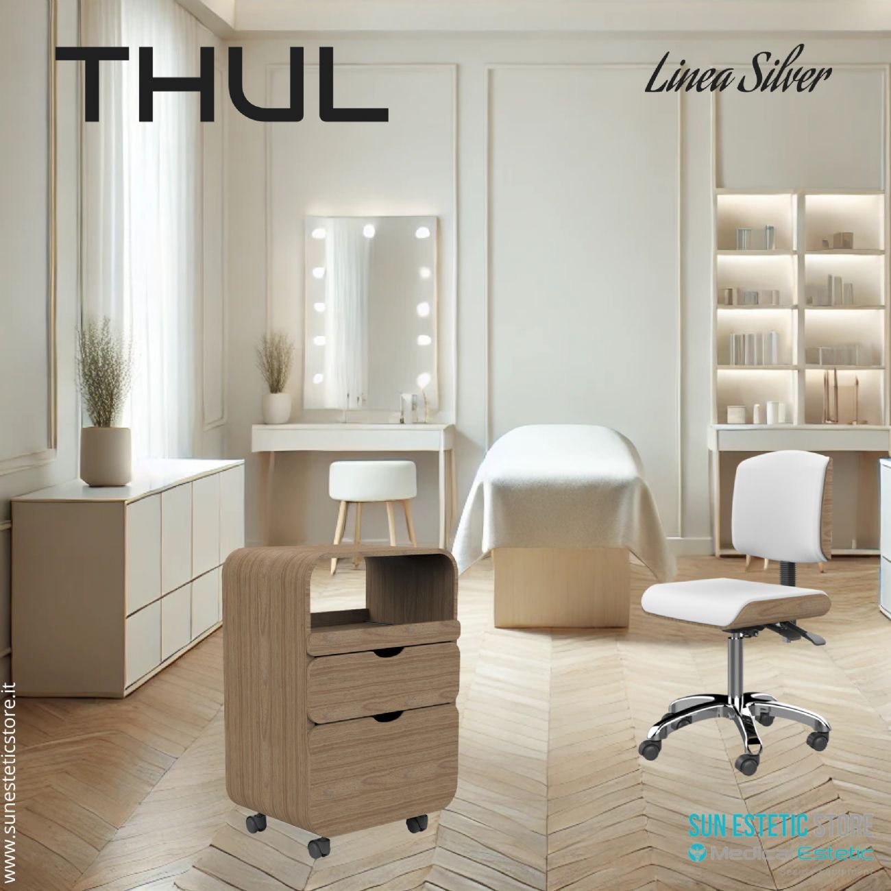 Thul carrello in legno per spa e saloni di bellezza