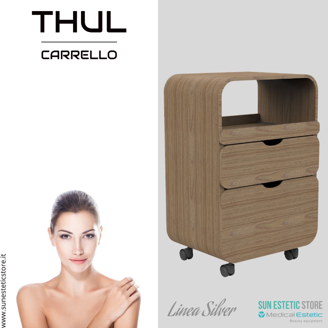 Thul carrello in legno per spa e saloni di bellezza