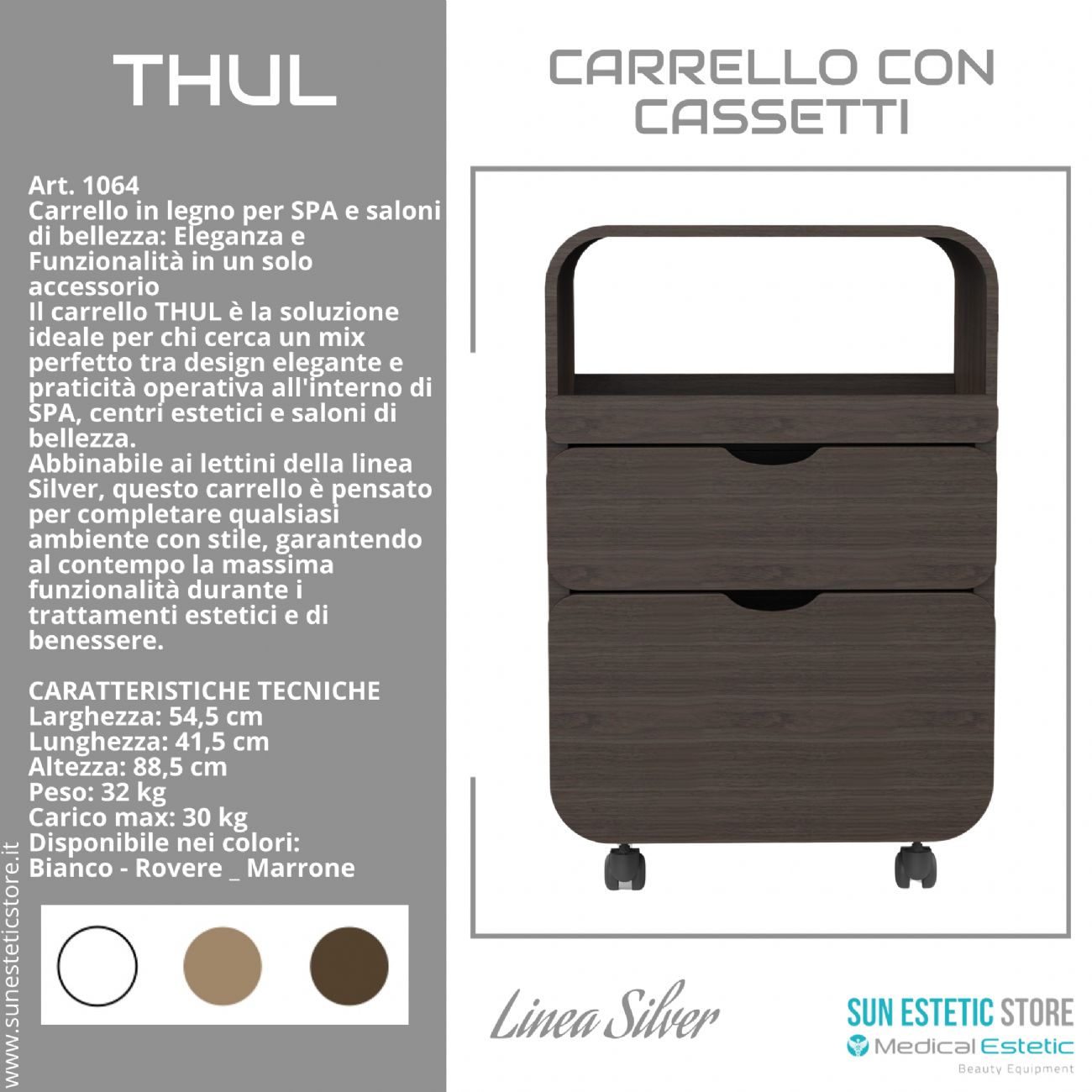 Thul carrello in legno per spa e saloni di bellezza