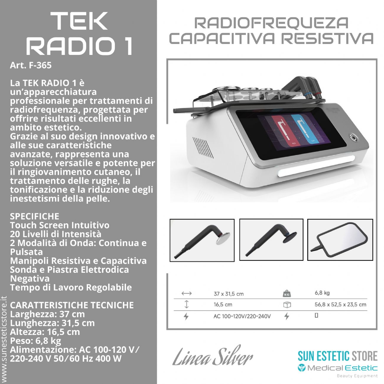 TEK Radio 1 Radiofrequenza capacitiva e resistiva estetica