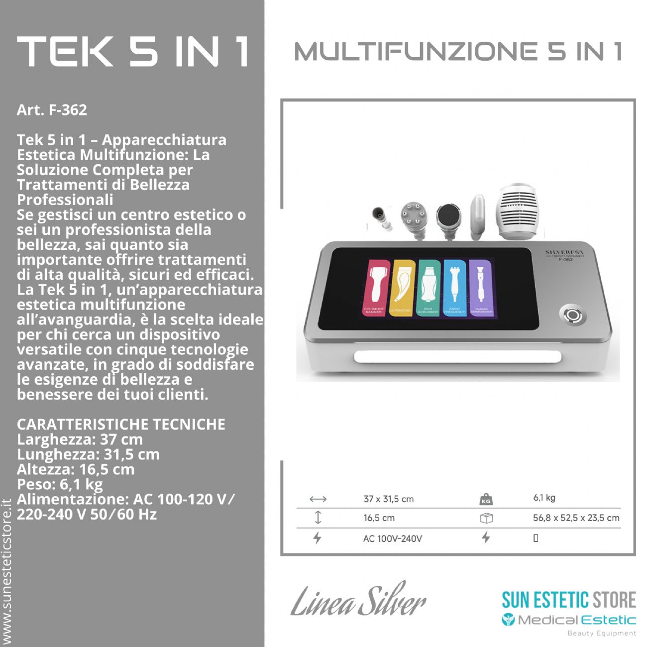 TEK 5 in 1 Apparecchiatura estetica multifunzione per trattamenti viso