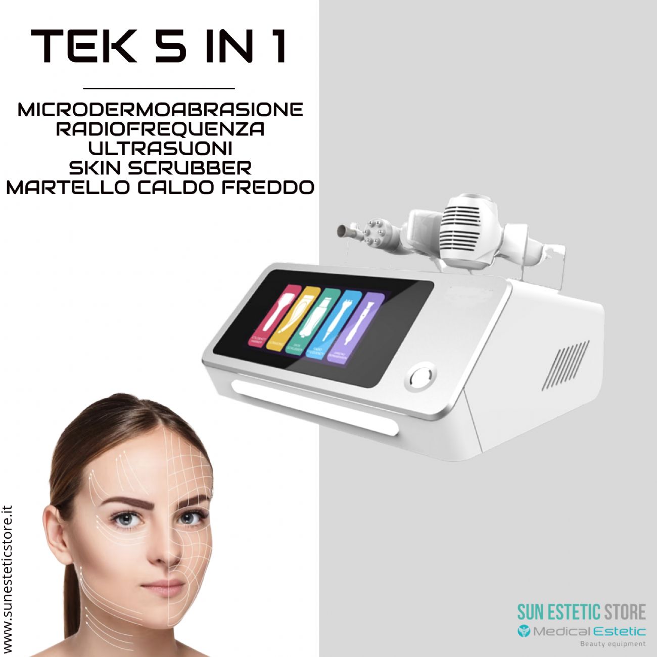 TEK 5 in 1 Apparecchiatura estetica multifunzione per trattamenti viso