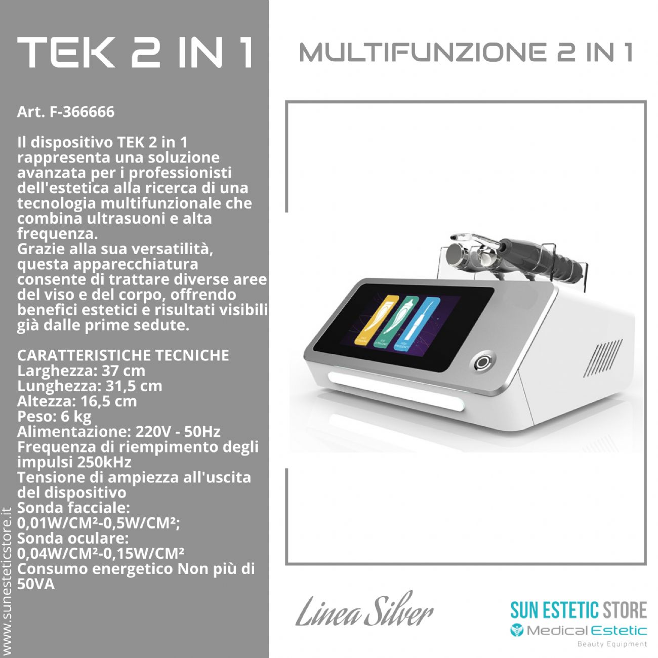 Tek 2 in 1 Apparecchiatura estetica multifunzione per Ultrasuoni e alta Frequenza